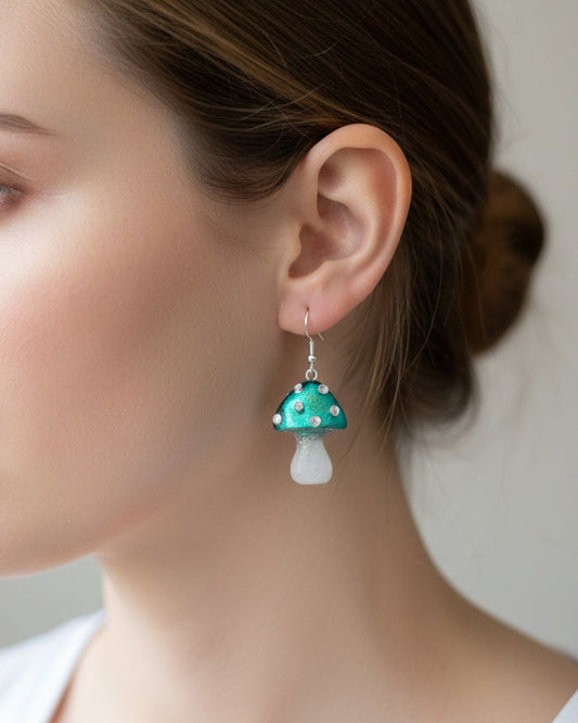 Earrings - Resin Mushroom on Sterling Silver 925 hook