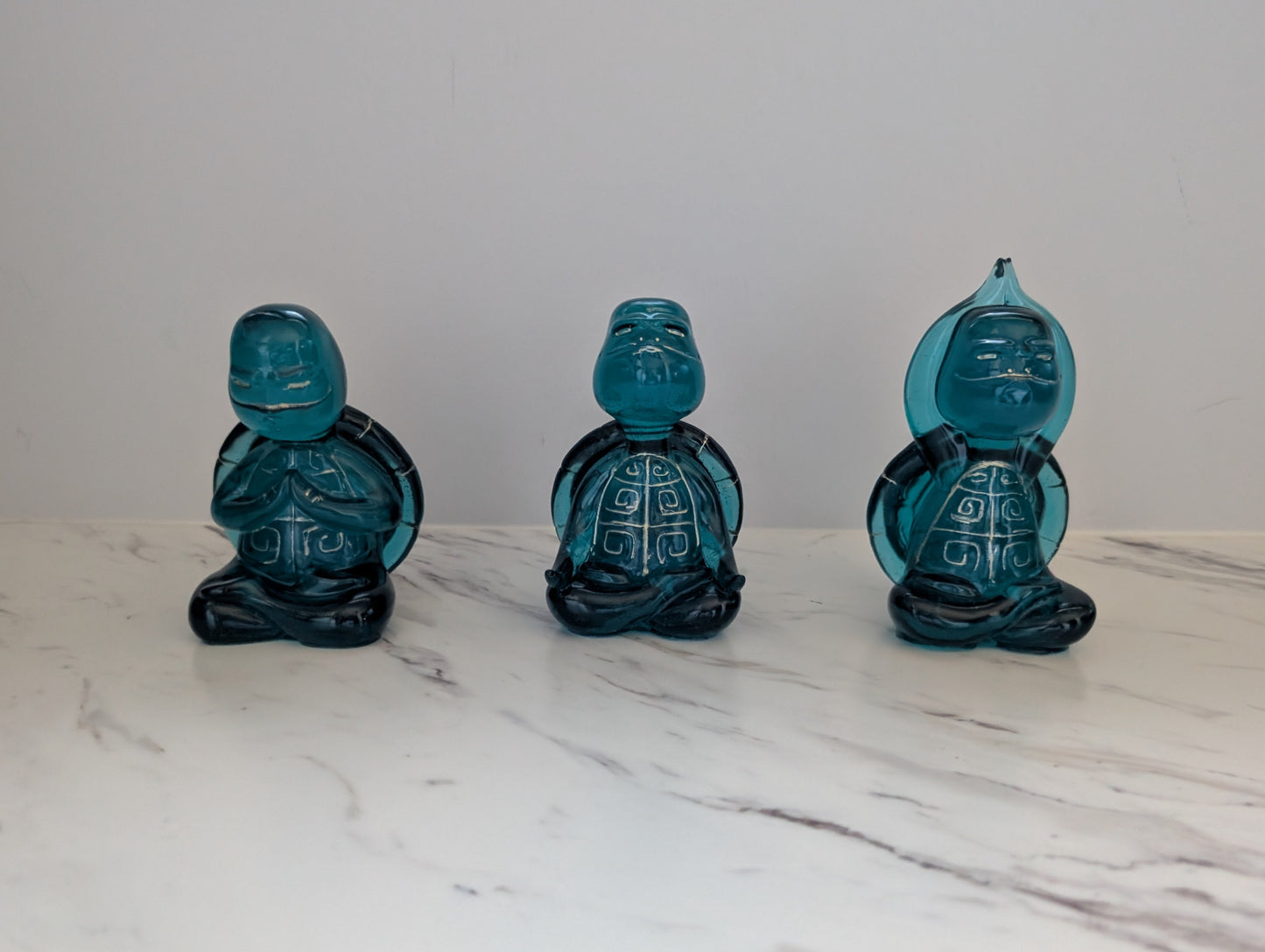 Tranquil Trio: Handmade Resin Meditation Turtles