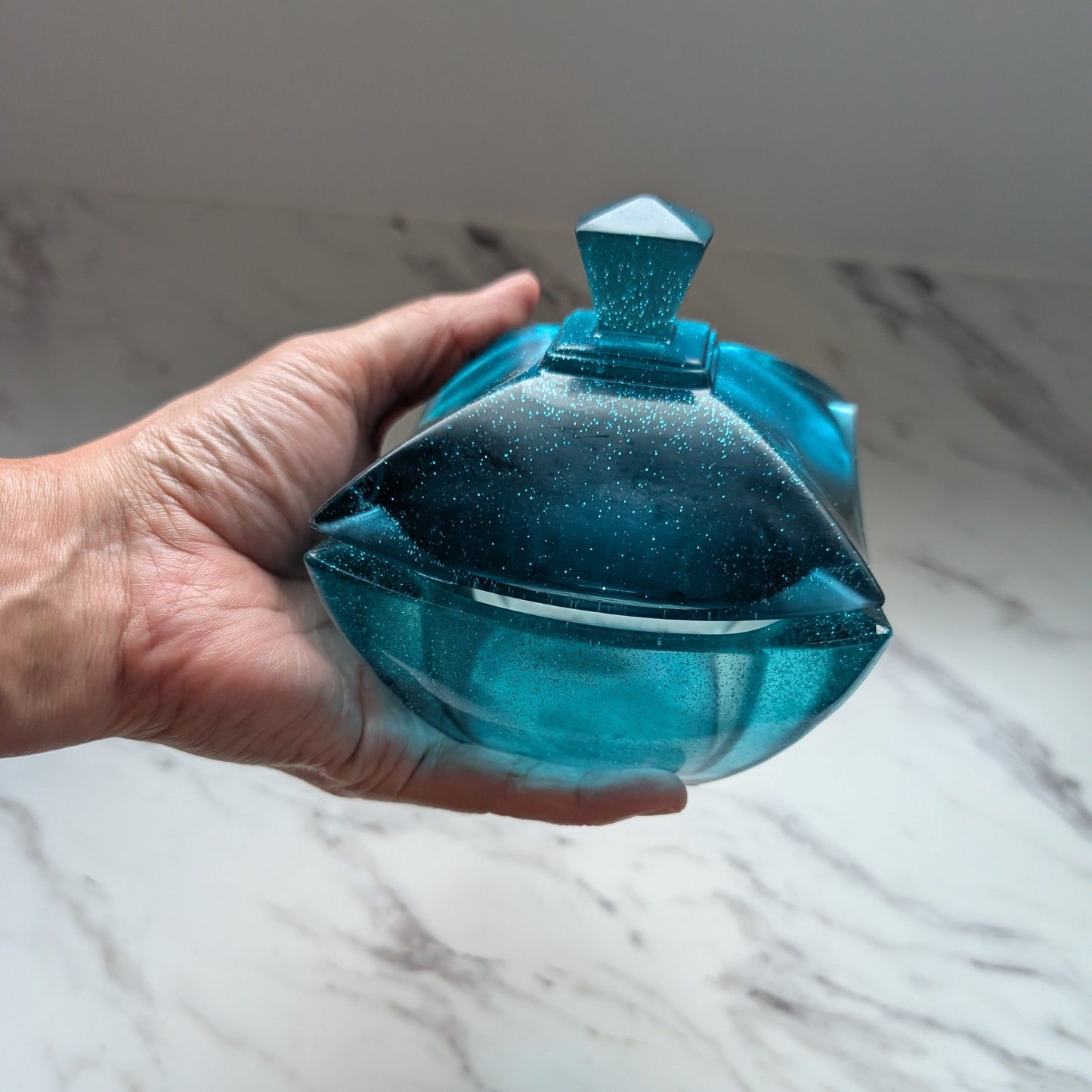 Large fancy resin trinket dish with lid