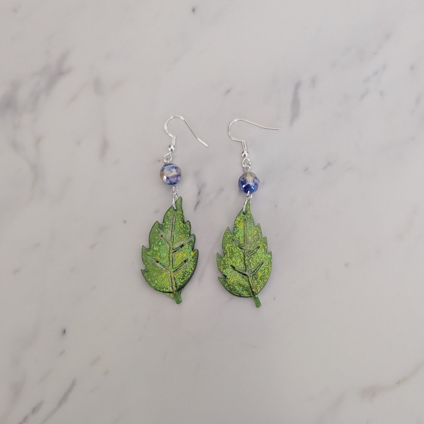 Enchanted Forest Textured Leaf Dangle Earrings in Sterling Silver
