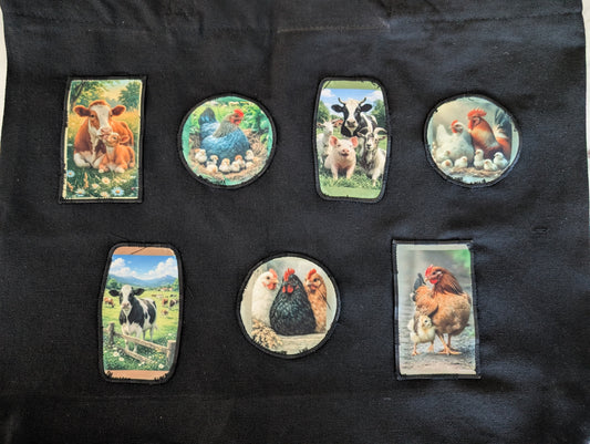 Black tote Bag with zipper (Farm Theme)