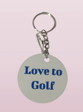 Keychain - Double sided sublimated Love to golf with silver golf bag charm