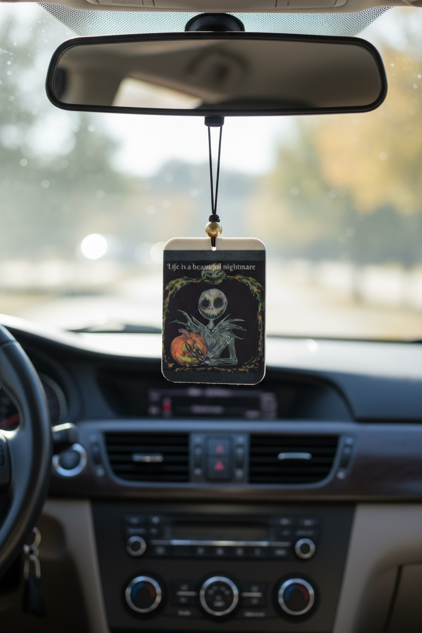 Car Ornament - Double sided rectangle Life is a beautiful nightmare