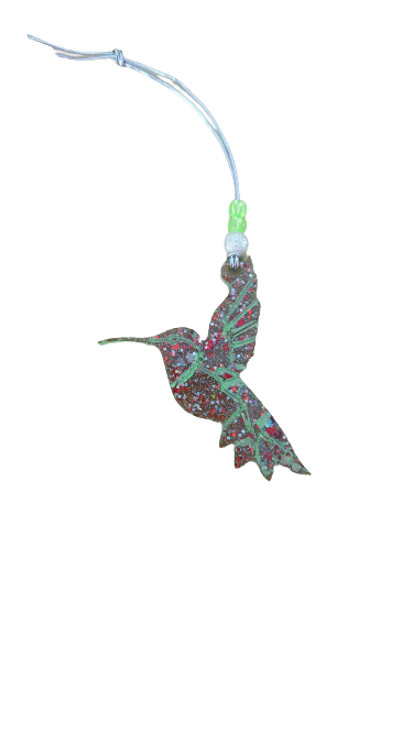 Car Ornaments - Resin hummingbird with beads
