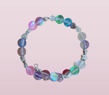 Bracelet - 1 coil colorful glass and spacer beads on silver memory wire