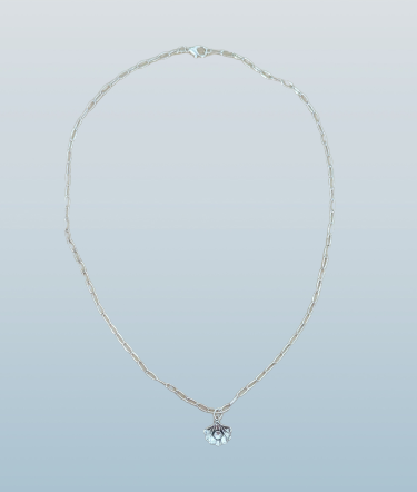 Necklace - 17 inches stainless steel curb chain with European style large hole bead