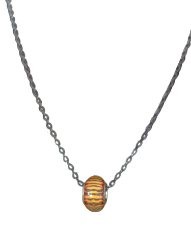 Necklace - 16.5 inches black metal chain with European style large hole bead