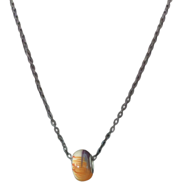 Necklace - 16.5 inches black metal chain with European style large hole bead