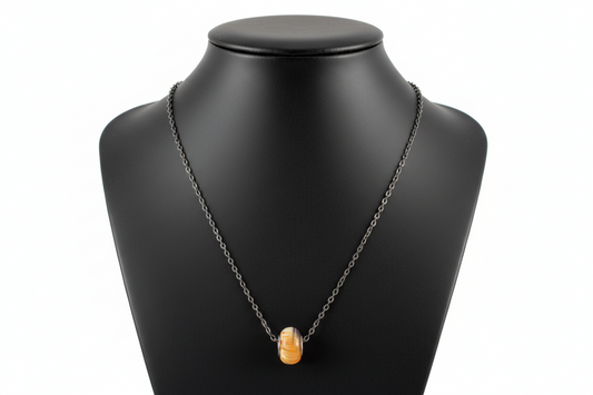 Necklace - 16.5 inches black metal chain with European style large hole bead