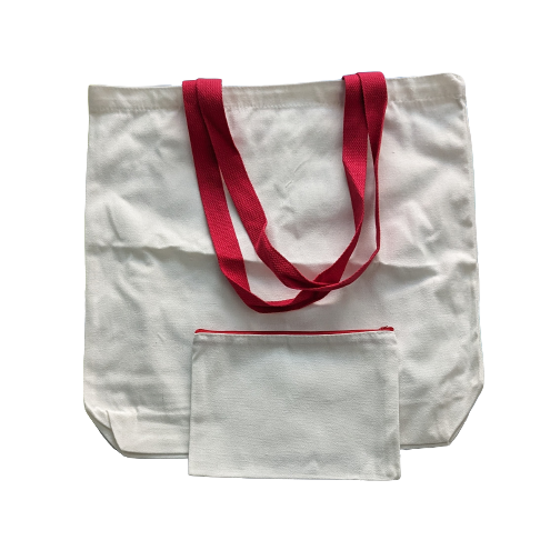 Double sided tote Bag with makeup bag (custom image)