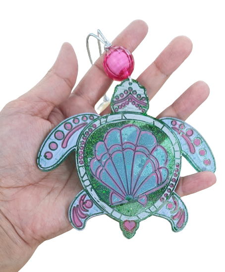 Car Ornaments - Resin sea turtle with bead