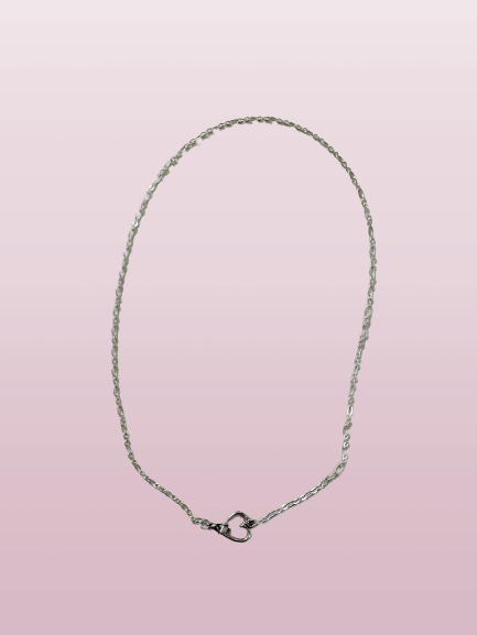 Necklace - 17.5 inches silver cable chain with heart charm
