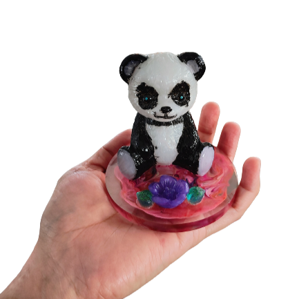 Knickknack - Resin Panda with flower trinket