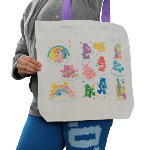 Double sided tote Bag with makeup bag (care bears image)