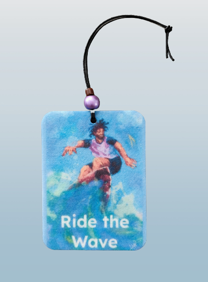 Car Ornament - Double sided rectangle "Ride the wave"