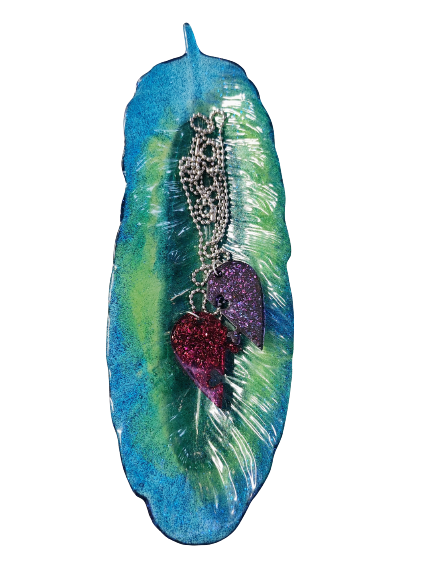 Necklace - Friendship necklaces two 18 inches stainless steel ball chains with two resin half hearts