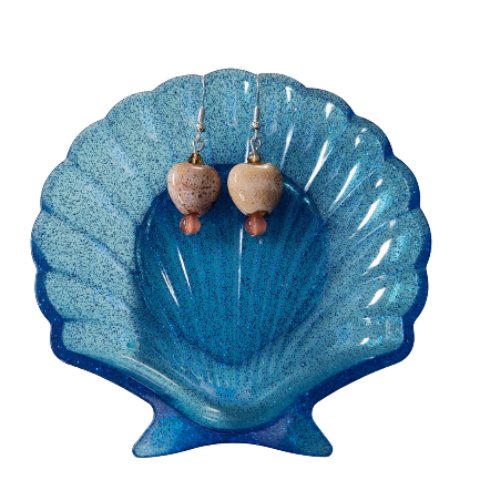 Earrings - Chunky heart bead with crystal beads on hook