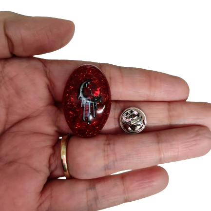Pin - 3D Bleeding moon resin pin with silver butterfly clutch