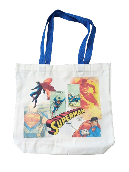 Double sided tote Bag with makeup bag (superman image)