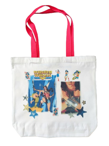 Double sided tote Bag with makeup bag (wonder woman image)