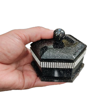 Resin Hexagon with lid jewelry box