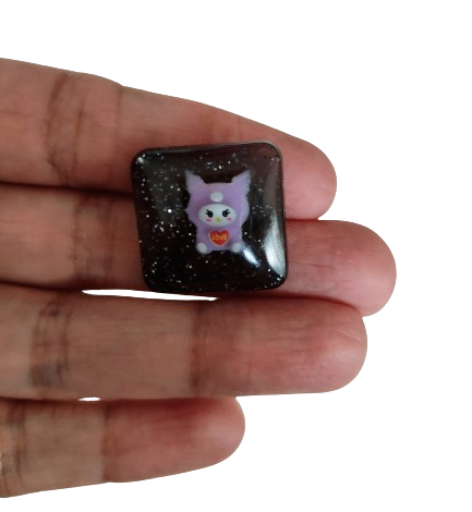 Pin - 3D Kuromi resin pin with silver butterfly clutch