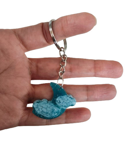 Keychain - Resin moon with clouds