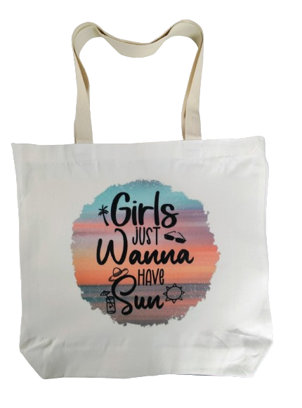 Double sided tote Bag with makeup bag (Girls just wanna have sun)