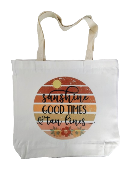 Double sided tote Bag with makeup bag (Sunshine Good times & tan lines)