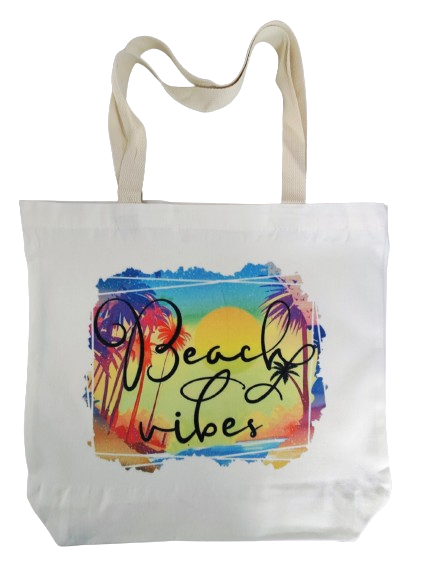 Double sided tote Bag with makeup bag (Beach vibes)