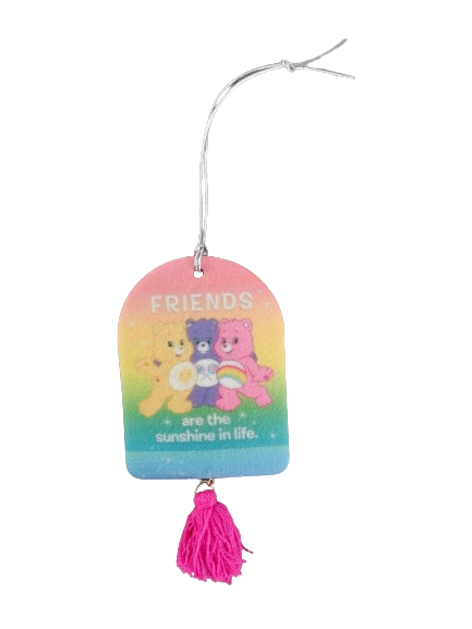 Car Ornament - Double sided round top rectangle care bears (Friends are the sunshine in life.)