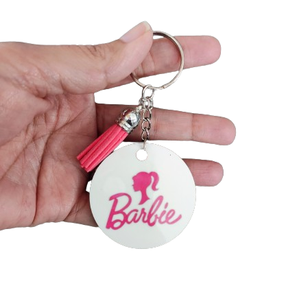 Keychain - Double sided sublimated Barbie with acrylic tassel