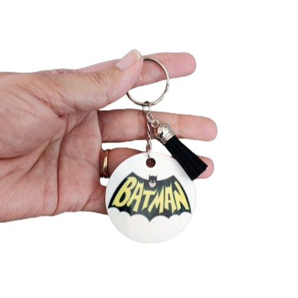 Keychain - Double sided sublimated Batman with acrylic tassel