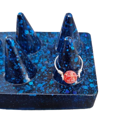 Ring - Red glass bead on silver 18 gauge wire