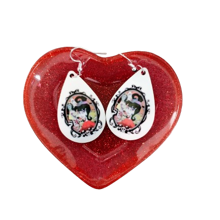 Earrings - Double sided sublimated Beetlejuice image on silver hook