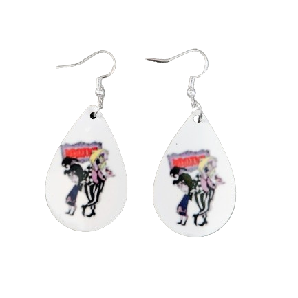 Earrings - Double sided sublimated Beetlejuice image on silver hook
