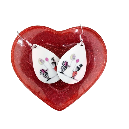 Earrings - Double sided sublimated Beetlejuice image on silver hook