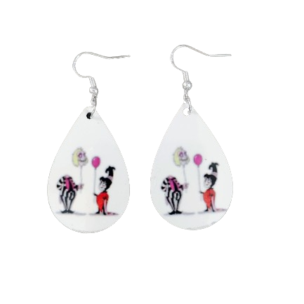 Earrings - Double sided sublimated Beetlejuice image on silver hook