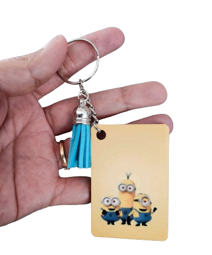 Keychain - Double sided sublimated minions with acrylic tassel
