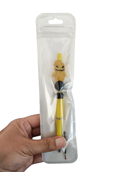 Pen - Oogie Boogie silicon beaded acrylic pen (black ink)