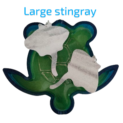 Earrings - Black & White pattern glitter faux leather stingray on silver hook