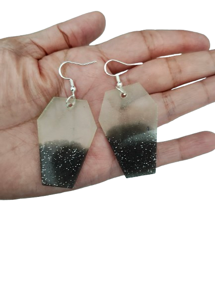 Earrings - Resin coffin on hook