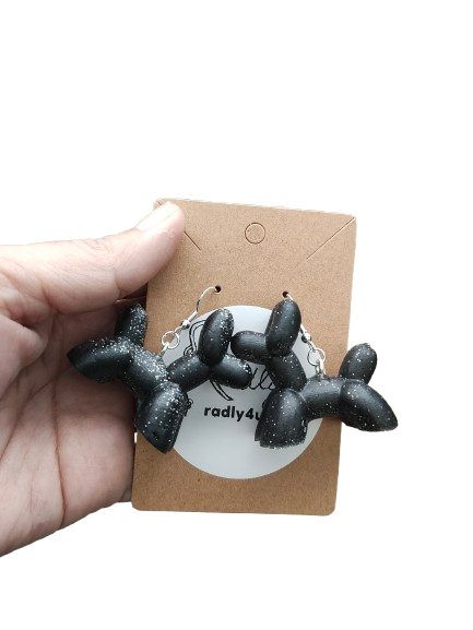 Earrings - Resin balloon dog on hook