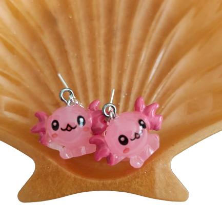 Earrings - Resin axolotl on hook