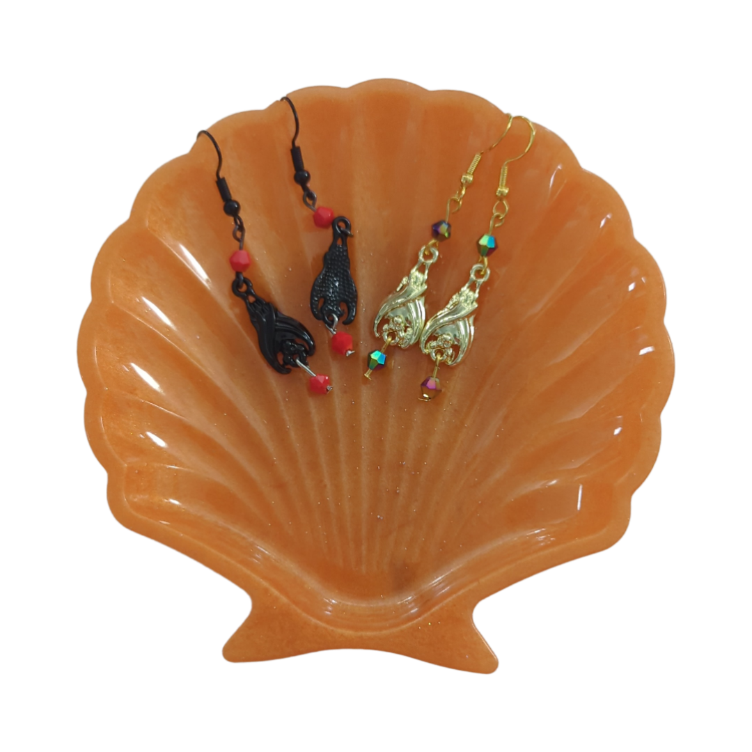 Earrings - Bat with beads on hook