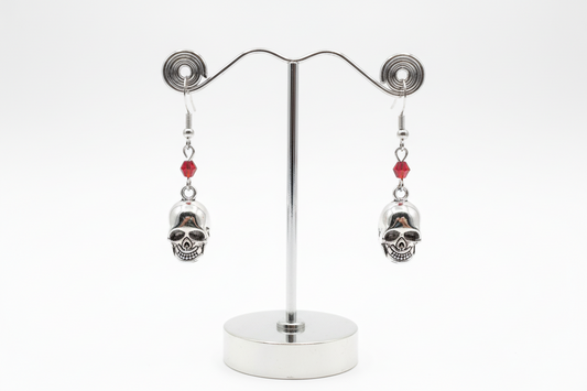 Earrings - Small skull with bead on hook