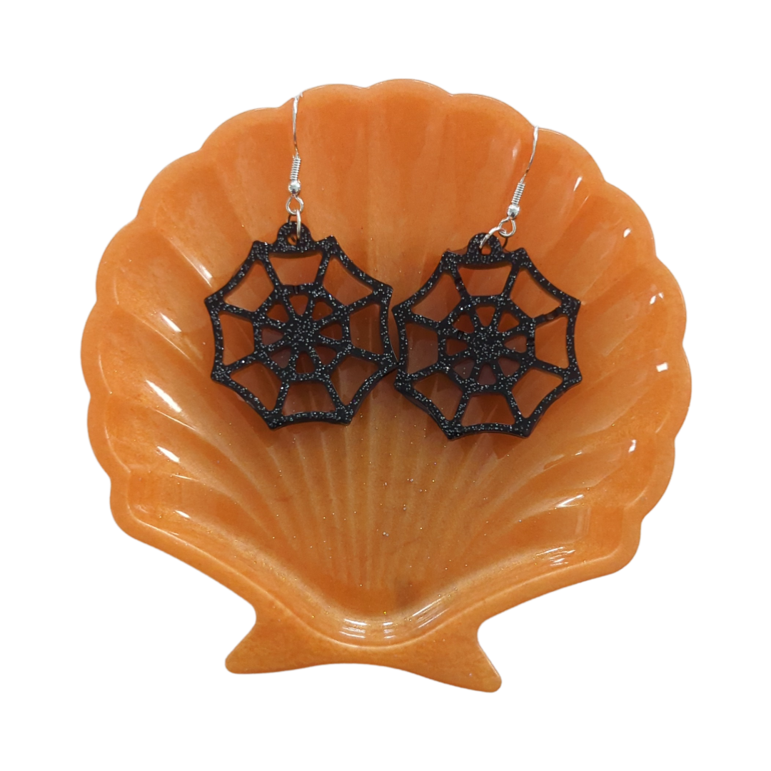 Earrings - Resin spiderwebs on hook