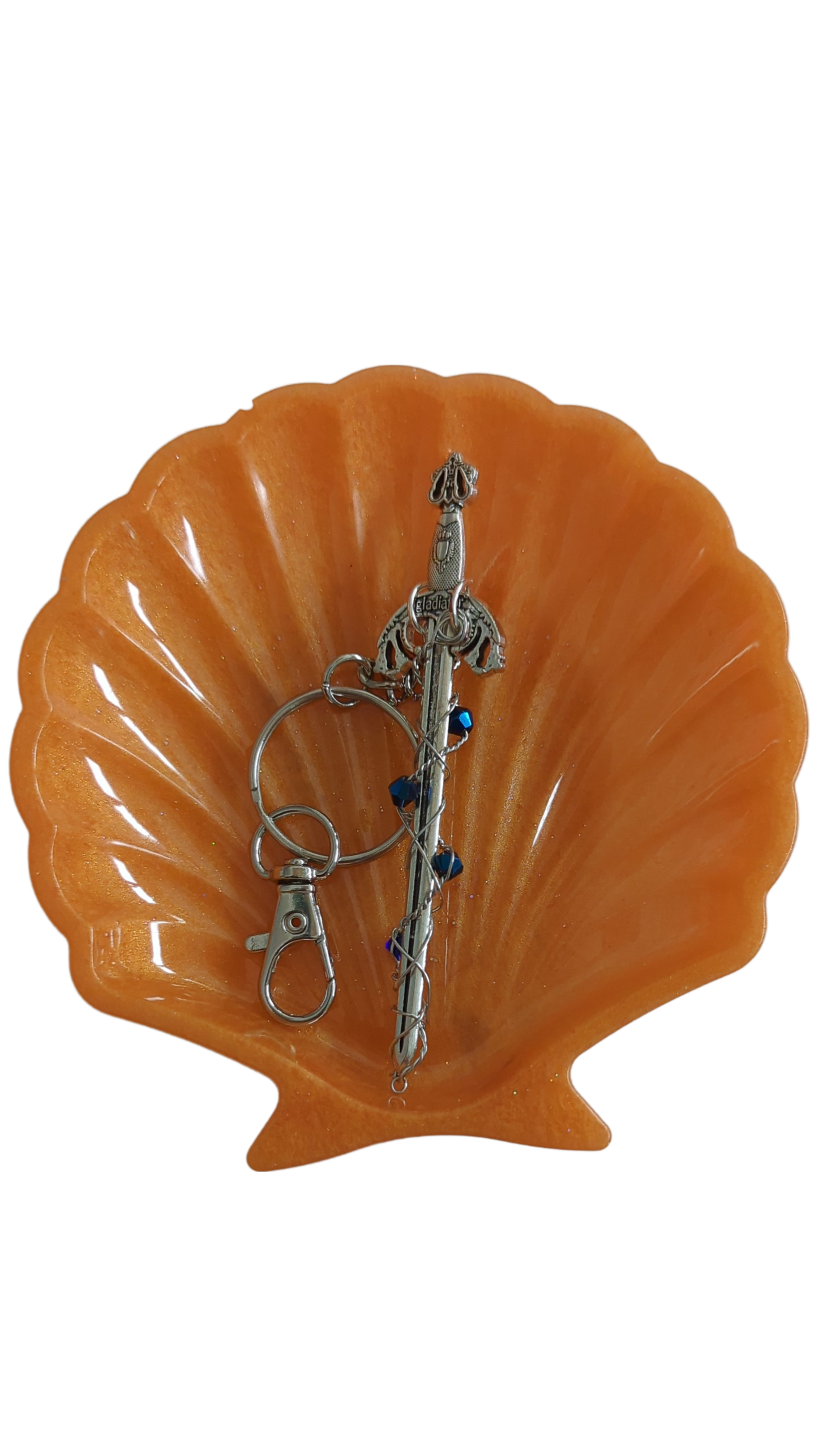 Keychain - Silver sword with beads