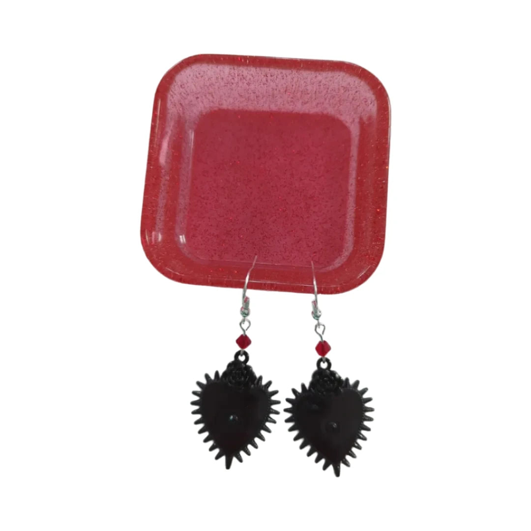 Earrings - Black heart on hook