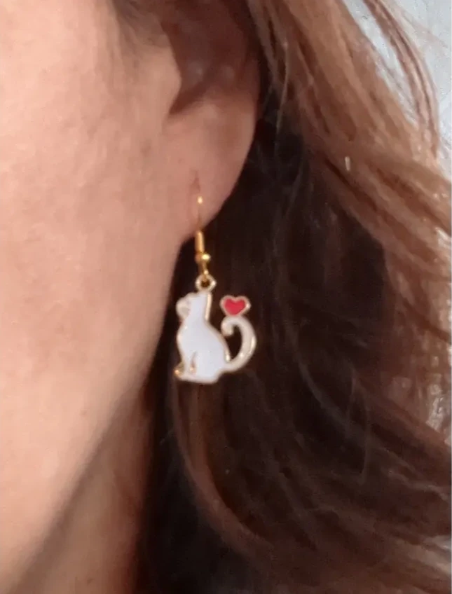 Earrings - Cat #3 on gold hook